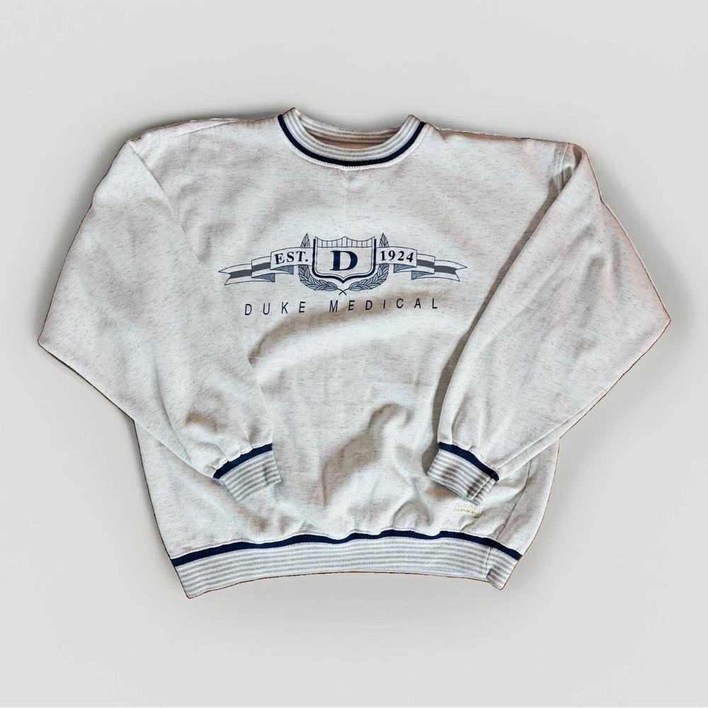 Duke Blue Devils vintage Medical Crewneck Sweatshirt Gray Blue Size L